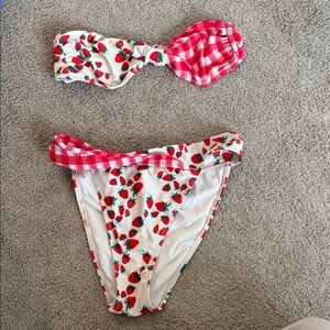 Strawberry Print Bikini Set in Red and White